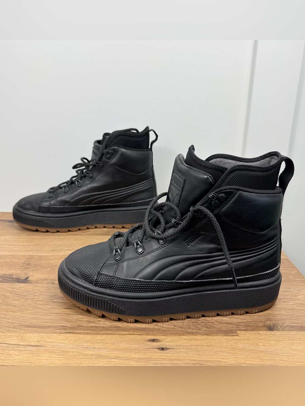 Puma The Ren Boot Sneakers Water Resistant Platform Black Leather men’s 7C